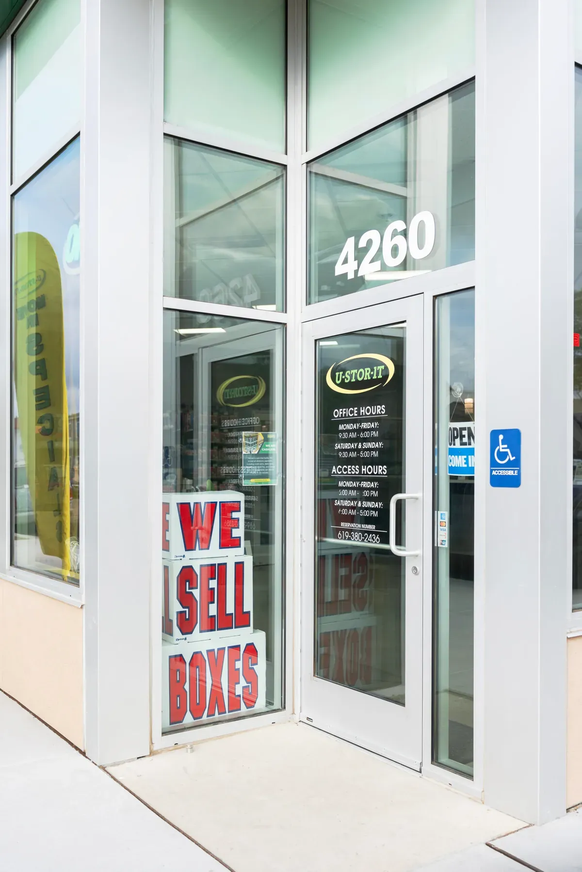 Exterior view of door at U-Stor-It self storage facility.