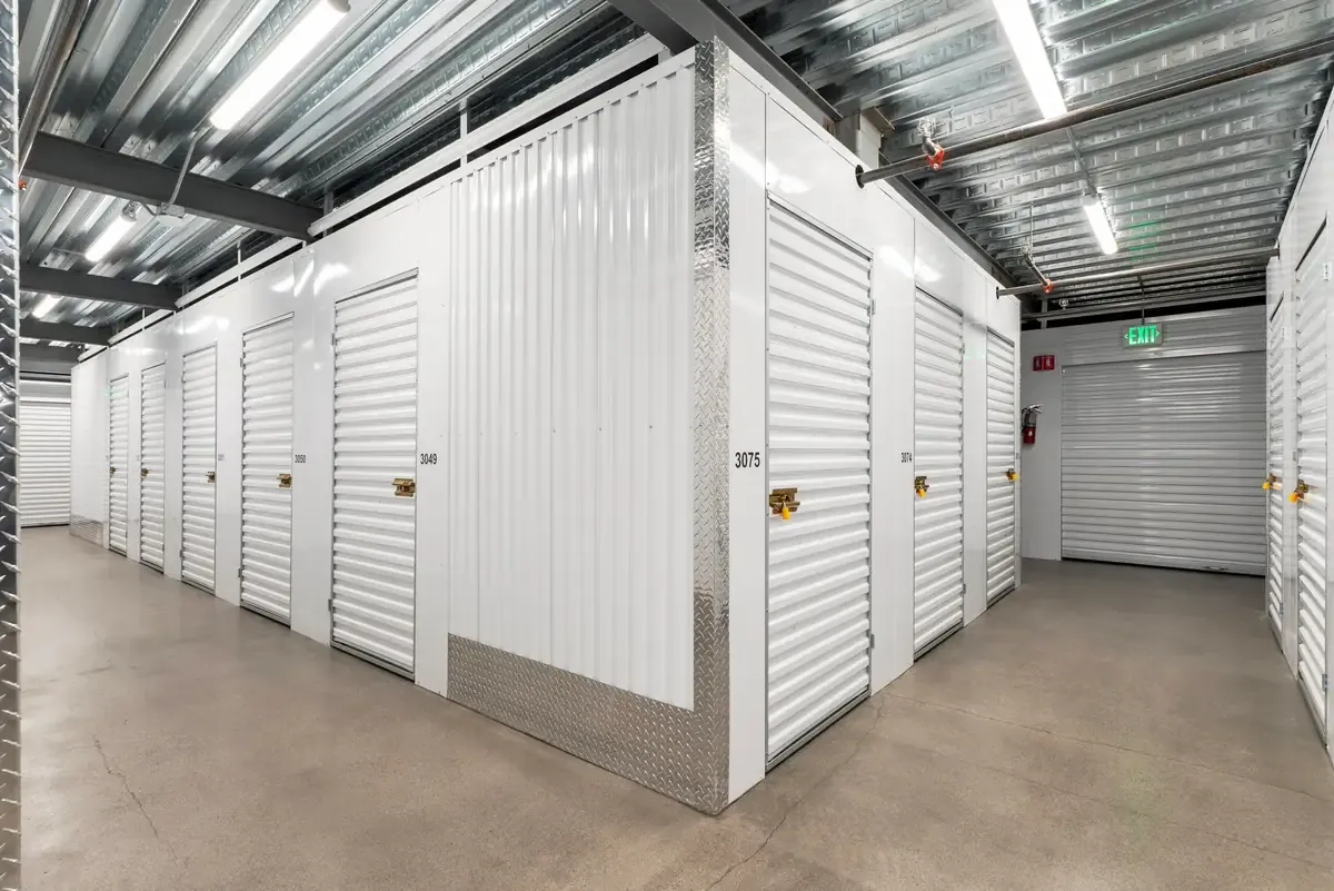 View of indoor storage units at U-Stor-It self storage facility.