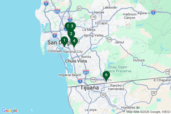 Map showing facility locations
