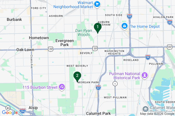 Map showing facility locations