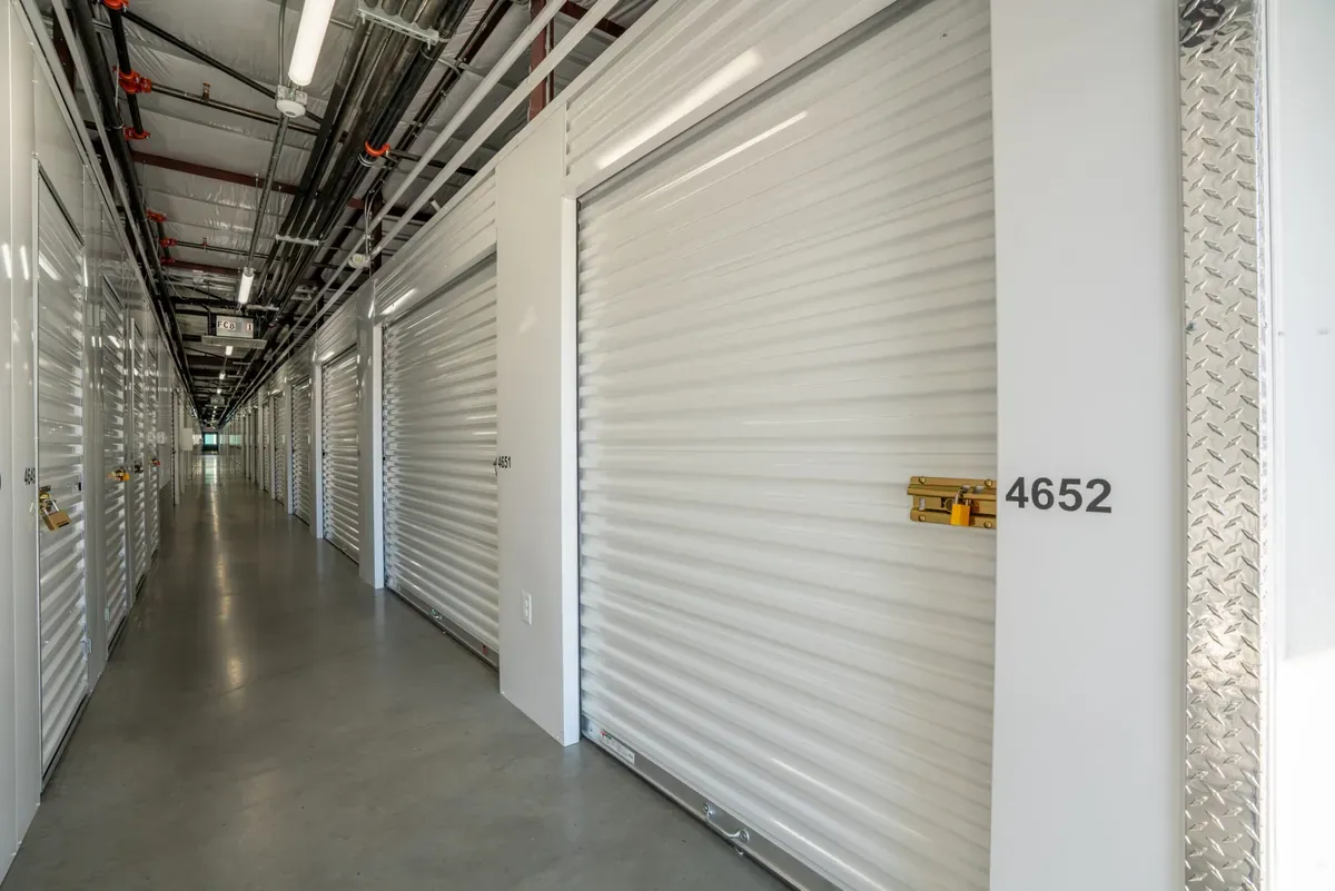 View of indoor storage units at U-Stor-It self storage facility.